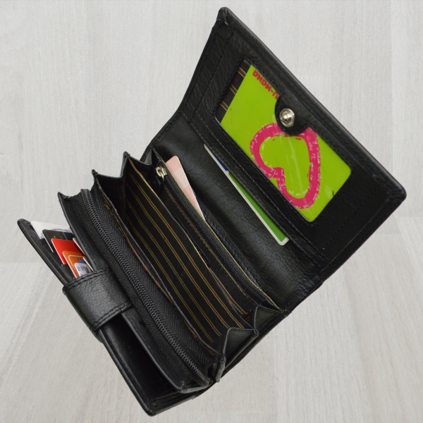 Gestickte Blumen Muster Damen Leder Geldbörsen Damen Portemonnaie mit viel Stauraum